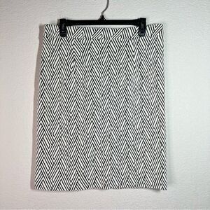 Banana Republic White Black Geometric‎ Knitted Pencil Skirt Womens Size 8